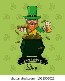 Saint patricks elf cartoon card