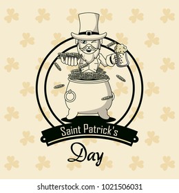 Saint patricks elf cartoon card