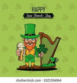 Saint patricks elf cartoon card