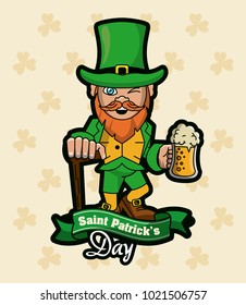 Saint patricks elf cartoon card