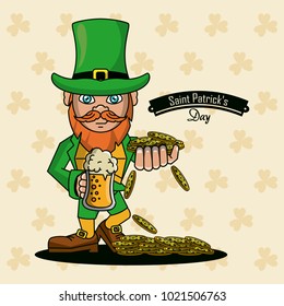 Saint patricks elf cartoon card