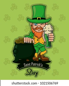 Saint patricks elf cartoon card