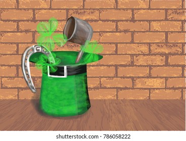 Saint Patrick's hat agafin a brick wall
