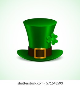 Saint Patrick's hat with clover. Isolated on white background. Vector Illustration, eps 10.

