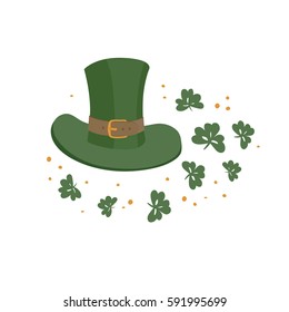 Saint Patrick's hat symbol. Celebration design for March, 17th. Hand drawn illustration. Beer festival badge 