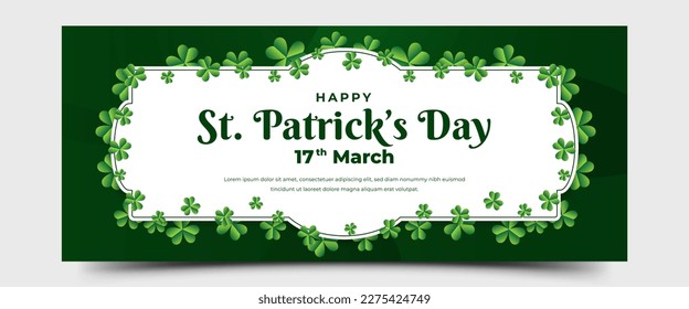 Saint Patrick's horizontal banner design template. Editable banner with space for text