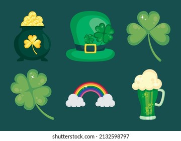 saint patricks icon set design