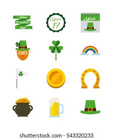 Saint Patrick's icons over white background. colorful design. vector illustration