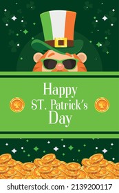 saint patricks leprechaun and coins card