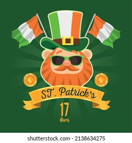 saint patricks leprechaun head character