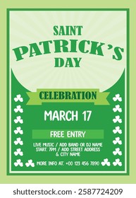 saint Patrick's party flyer poster or social media post design