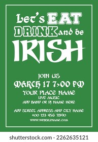 saint Patrick's party poster flyer social media post design