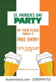 Saint Patricks party poster flyer or social media post design