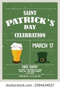 Saint Patrick's party poster flyer or social media post design