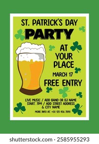 Saint Patrick's party poster flyer or social  media post design