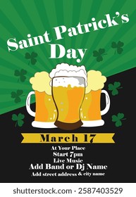 Saint Patrick's party poster flyer social media post design