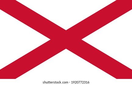 Saint Patrick's saltire. Northern Ireland symbol with official colors and the aspect ratio of 3:5. Vector illustration