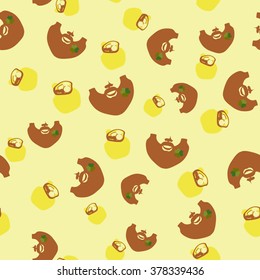 Saint Patrick's seamless pattern. Hat, beard, clover, coin. Saint Patrick's holiday. Minimal design. Easy to edit. Vector.Use for wallpaper, pattern fills, web page background, surface textures.