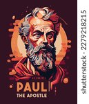 Saint Paul Apostle with Book Portrait. Color Illustration. Vector Illustration.