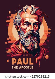 Saint Paul Apostle with Book Portrait. Color Illustration. Vector Illustration.