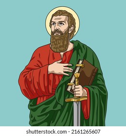 Saint Paul Apostle of Tarsus Colored Vector Illustration