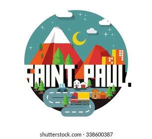 Saint Paul beautiful city to visit. vector cartoon