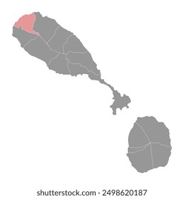 Saint Paul Capisterre Parish map, Saint Kitts and Nevis.