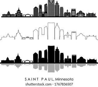 SAINT PAUL City Minnesota Skyline Silhouette Cityscape Vector