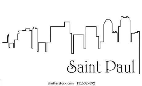 Saint Paul city one line drawing abstract background with cityscape