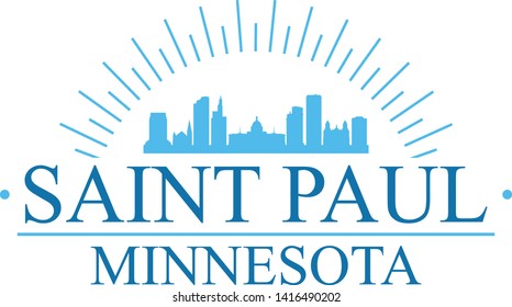 Saint Paul Minnesota. Banner Design. City Skyline. Silhouette Vector. Famous Monuments.