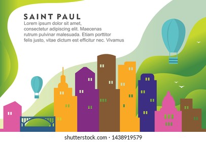 Saint Paul Minnesota City Building Cityscape Skyline Dynamic Background Illustration