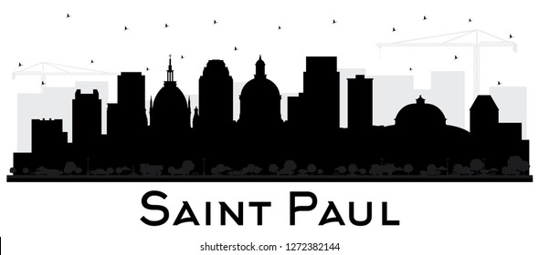 Saint Paul Minnesota City Skyline Silhouette with Black Buildings Isolated on White. Vector Illustration. Tourism Concept with Historic Architecture. Saint Paul USA Cityscape with Landmarks.