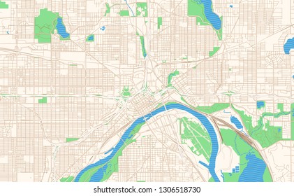 Downtown St Paul Map Saint Paul Minnesota Printable Map Excerpt Stock Vector (Royalty Free)  1306518730 | Shutterstock