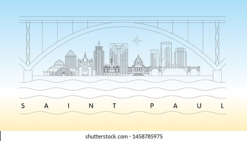 Saint Paul, Minnesota skyline vector illustration and typography design 