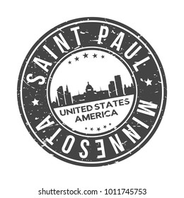 Saint Paul Minnesota USA Stamp Logo Icon Symbol Design Skyline City.