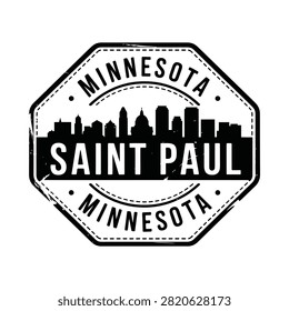 Saint Paul skyline and minnesota text in vintage badge style