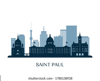 Saint Paul skyline, monochrome silhouette. Vector illustration.