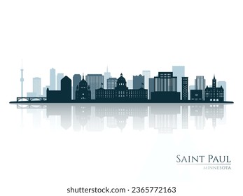 Saint Paul skyline silhouette with reflection. Landscape Saint Paul, Minnesota. Vector illustration.