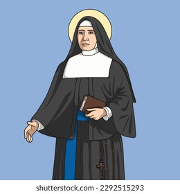 Saint Paulina of the Agonizing Heart of Jesus Colored Vector Illustration