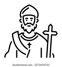 Saint peter icon in line style 