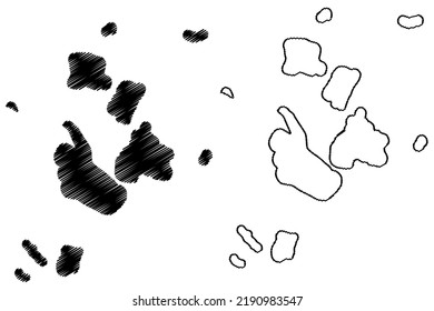 Saint Peter and Saint Paul island (Federative Republic of Brazil, South and Latin America) map vector illustration, scribble sketch Saint Peter and Saint Paul Archipelago map