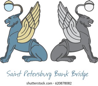 Saint Petersburg Bank Bridge Griffins vector Illustration