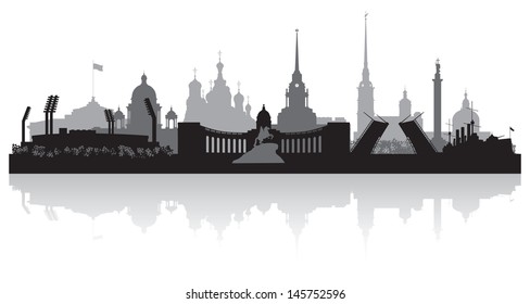 Skyline-Silhouette-Vektorgrafik von St. Petersburg