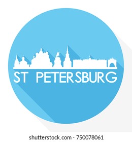 Saint Petersburg Flat Icon Skyline Silhouette Design City Vector Art Famous Buildings