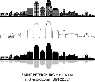 Saint PETERSBURG Florida SKYLINE City Silhouette
