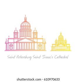 Saint Petersburg Isaakievskiy sobor (Isaac's Cathedral) line art illustration in two sizes