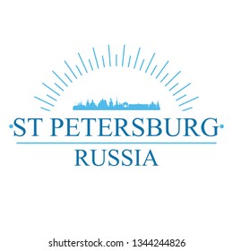 Saint Petersburg Russia. Banner Design. City Skyline. Silhouette Vector. Famous Monuments.