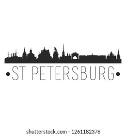 Saint Petersburg Russia. City Skyline. Silhouette City. Design Vector. Famous Monuments.