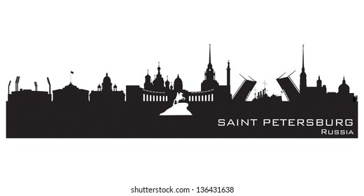 Saint Petersburg Russia city skyline Detailed silhouette. Vector illustration