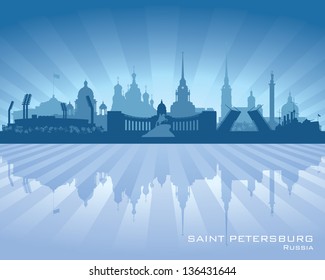 Saint Petersburg Russia city skyline silhouette. Vector illustration